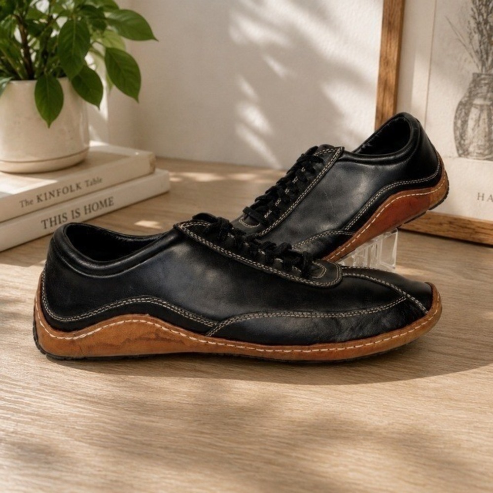 Cole Haan Air Ryder NikeAir Men's 7 Black Leather Driving Shoes Lace‎ Up